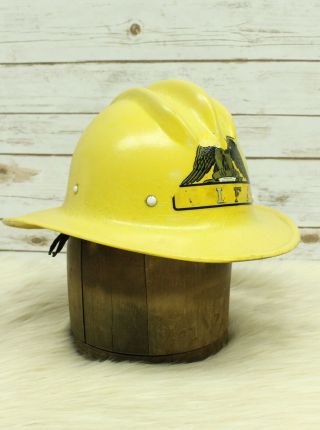 Vintage 1952 Hard Boiled E.  D.  Bullard Fiberglass Fire Fighter Helmet Hat Wlfd