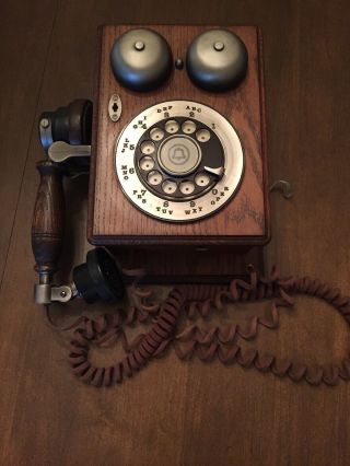 Vintage Western Electric Bell Wood Wall Rotary Country Phone Telephone 620471