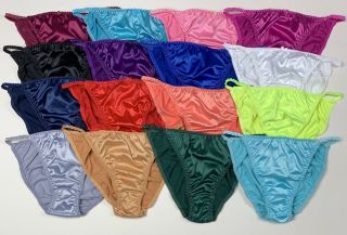 Satin String Bikini Panties · 10 Pack · M/6