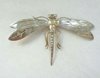 Vintage Big 925 Sterling Silver Dragonfly Pin Pendant 2