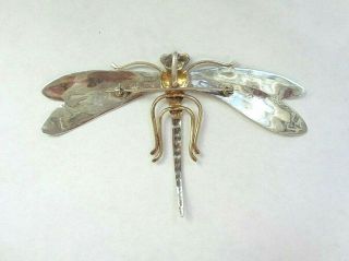 Vintage Big 925 Sterling Silver Dragonfly Pin Pendant 3