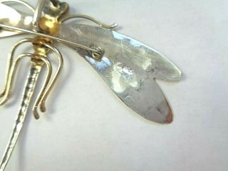 Vintage Big 925 Sterling Silver Dragonfly Pin Pendant 5