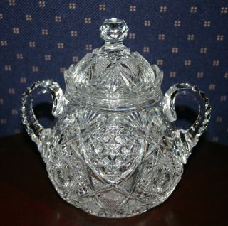 Stunning Vintage Water Clear Cut Crystal Elegant Tea Caddy