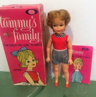 Ideal Tammy Vtg 1963 Pepper Doll Near All Orig Box Booklet Set Beauty