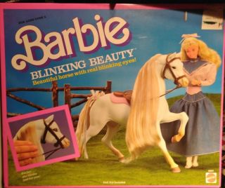 Vintage Blinking Beauty Barbie Skipper Horse 1987 Winks Pink Horseshoes