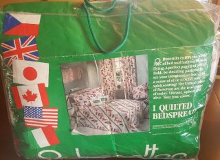 United Colors Of Benetton Flags Quilted Twin Bedspread Comforter Vintage HTF 2