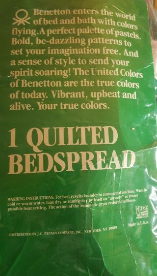 United Colors Of Benetton Flags Quilted Twin Bedspread Comforter Vintage HTF 3