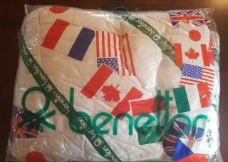 United Colors Of Benetton Flags Quilted Twin Bedspread Comforter Vintage HTF 5
