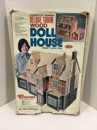 Vintage Arrow Deluxe Tudor 3 Story Wood Dollhouse Kit