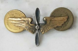 Vintage 1940s Ww2 Sterling Silver Gold Army Air Corps Propeller Wings Pin