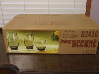 Vintage Libbey Tawny Accent Tumblers Set Of 24