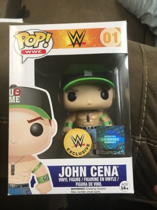 John Cena Wwe Exclusive Funko Pop Green Hat Rare Blue Shorts W/protector Vaulted