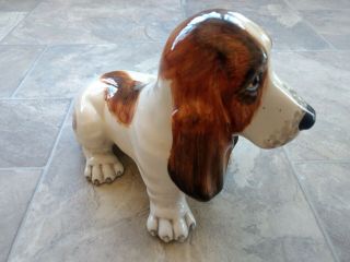 Vintage Italian Ceramic Bassett Hound Dog Statue A/7479 C.  S.  M.