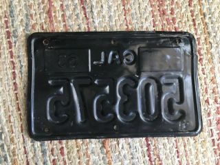 VINTAGE 1960s California Motorcycle License Plate Black Yellow 1967 1968 5