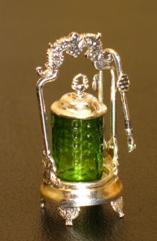 Rare Acquisto Pickle Caster W/ Green Glass By Ferenc Albert Dollhouse Miniature