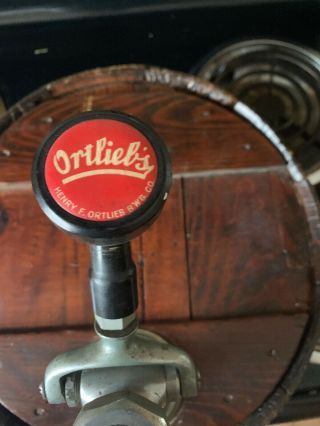 Vintage Ortileb’s Beer Barrel Keg Wooden Sign Display W/ Metal Spigot 3