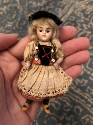 All 3.  5” All Bisque Kling Antique German Mignonette Dollhouse Doll