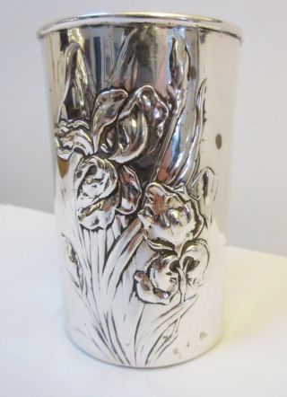 Antique Silver Iris Sleeve Vase Henry Matthews Birmingham 1906