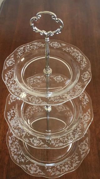 Vintage Fostoria Navarre Crystal Baroque 3 - Tier Elegant Glass Choice Of Stem.