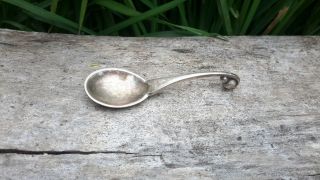 Vintage Sterling Silver Denmark Georg Jensen 110 Modern Ornamental Salt Spoon