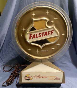 Vintage Falstaff Beer Sign Lght Lighted Rotating Animated Old Pro Rare