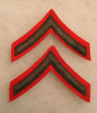 Wwii Woman Marine Pair Pfc Chevs Green Emb On Red Wool Gauze Back Hard To Find