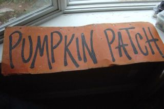 Handmade Hand Painted Pumpkin Patch Tin Metal Sign Vtg Rustic Primitive Look