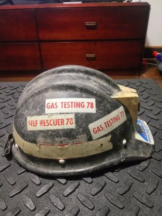 VINTAGE BULLARD 502 FIBERGLASS HARD BOILED HARD HAT IRONWORKER & SUSPENSION 4