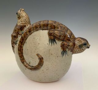 Jorge Wilmont Rare Vintage Iguana Vase Ceramic Art Pottery Mexico