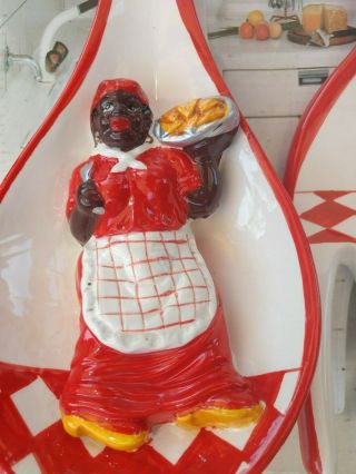 Vintage Ceramic Aunt Jemima Cook Chef Lady Kitchen Wall Decor Black Americana 4