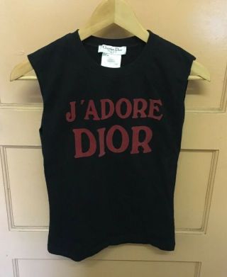 Rare Christian Dior Black Cotton Vintage J’adore Dior T - Shirt Size 40