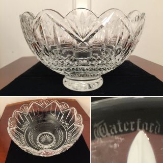 True Vintage Signed Waterford Crystal Large Heavy 10 " Footed Centerpiece Bowl