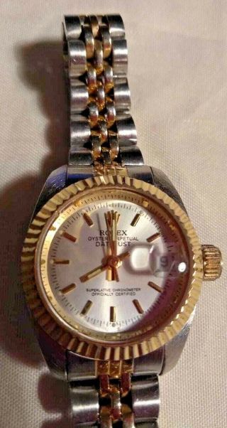 Vintage Ladies Rolex Oyster Perpetual Two - Tone Wristwatch No Papers No Box