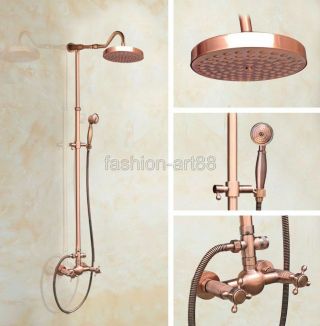 Vintage Retro Red Copper Brass Bathroom Rain Shower Faucet Set Mixer Tap Frg609