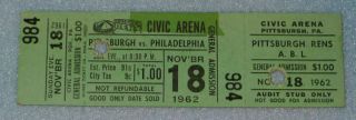 Vintage 1961 Pittsburgh Rens Basketball Ticket Vs Philadelphia Tapers,  Abl,  Nba