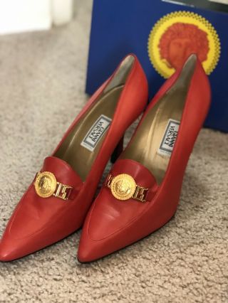Authentic Gianni Versace Red Pump Size 40 Rare