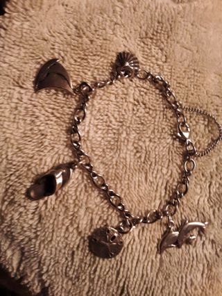 James Avery Sterling " Beach " Charm Bracelet With (5) Charms,  7.  25 ",  Rare Retired