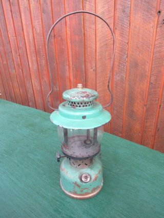 Vintage Coleman Lantern Model Empire 237 Green With A Brass Tank