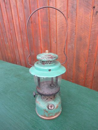 Vintage Coleman Lantern Model EMPIRE 237 GREEN with a Brass Tank 2