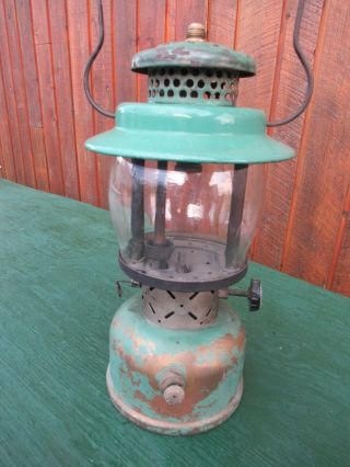 Vintage Coleman Lantern Model EMPIRE 237 GREEN with a Brass Tank 6