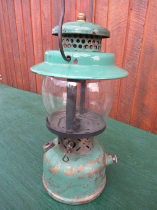 Vintage Coleman Lantern Model EMPIRE 237 GREEN with a Brass Tank 7