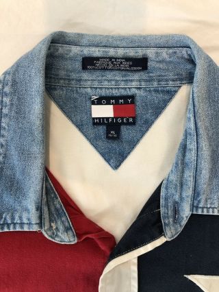 VINTAGE Tommy Hilfiger BIG logo Button Up Shirt Adult (Sz XL) 90s Og RARE 3