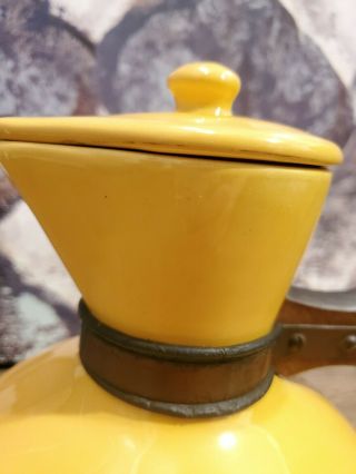1920s Vintage Catalina Island Pottery Carafe Pitcher Lid Wood Handle 107 Yellow 2
