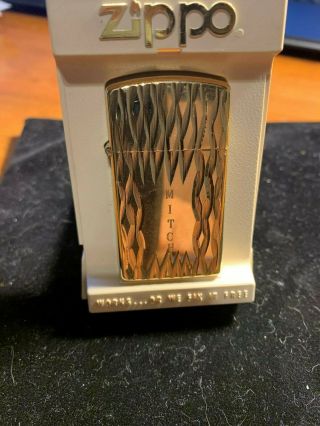 Old Vtg Slim Gold Tone Decorative Zippo Lighter Mitch Bradford Pa Usa