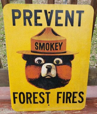 Vintage Smokey Bear Prevent Forest Fires C1960 24 " Gas Oil Sign