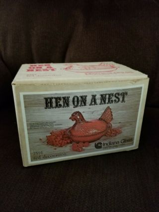 Vintage Indiana Glass Ruby Red Flash Ultra Rare Hen on Nest W/Original Box 8