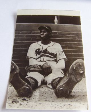 Vintage Rppc Real Photo Postcard Baseball Satchel Paige Cleveland Indians Great