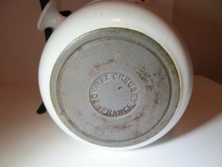 Vintage White Le Creuset Service A Fondue Cast Iron Set w/ Pot Burner 4