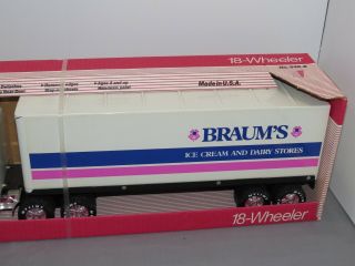 Vintage BRAUM ' S Ice Cream NYLINT Semi Truck and Trailer 18 Wheeler SHARP NIB 3