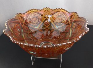 Vtg Imperial Glass Whirling Star Marigold Carnival Punch Bowl Large 14 " Ohio Art